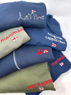 FELPA CON CAPPUCCIO E ZIP BLU CON VESPA SCOCCA GENOVA
