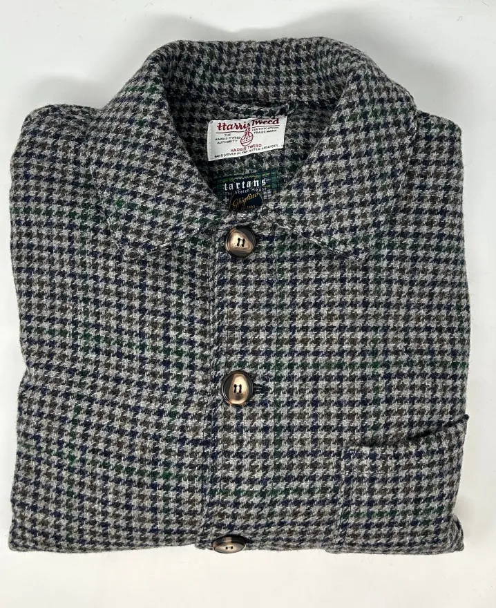 GIACCA DEL CAMALLO HARRIS TWEED PIED DE POULE GRIGIO
