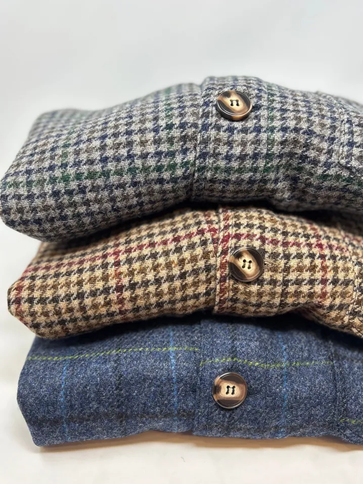 GIACCA DEL CAMALLO HARRIS TWEED PIED DE POULE GRIGIO