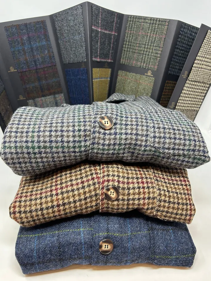 GIACCA DEL CAMALLO HARRIS TWEED PIED DE POULE GRIGIO
