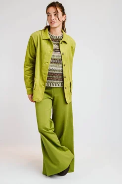GIACCA DEL CAMALLO “LADY" VELLUTO A COSTE TASCHE SMERLO VERDE PISTACCH