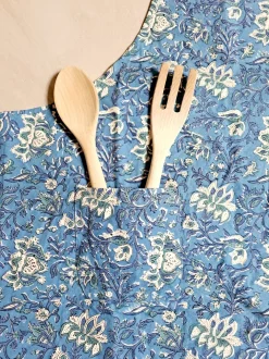 GREMBIULE JAIPUR HANDMADE INDIAN PRINT AZZURRO