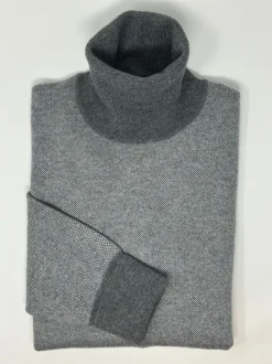 MAGLIONE COLLO ALTO "sale e pepe" 100% PURO CASHMERE