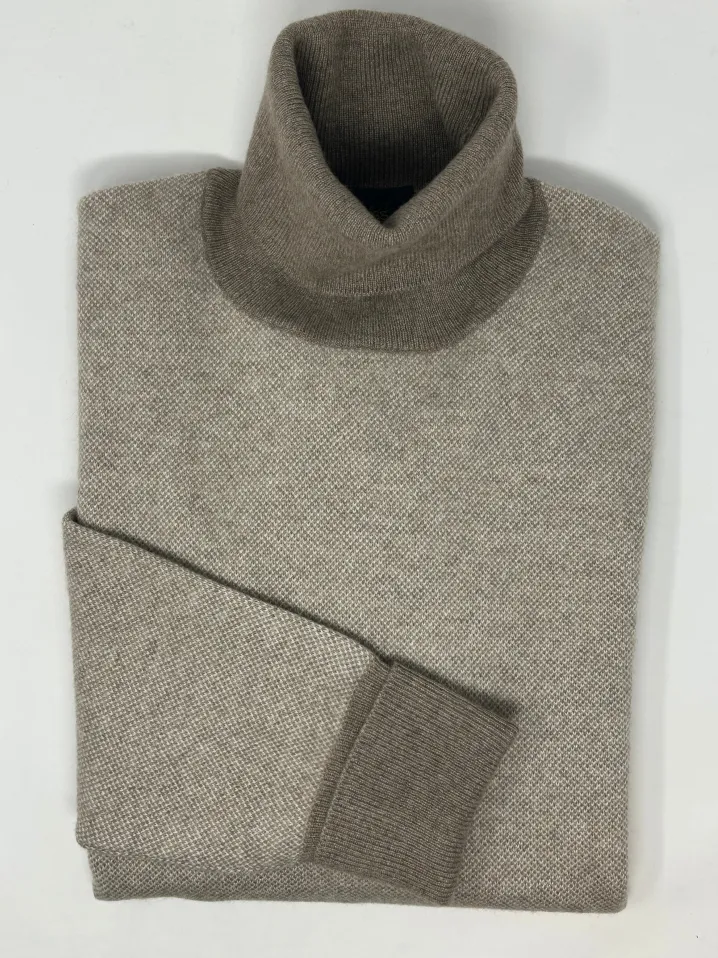 MAGLIONE COLLO ALTO "sale e pepe" 100% PURO CASHMERE