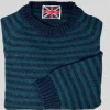 MAGLIONE GIROCOLLO MILLERIGHE BLU/VERDONE