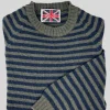 MAGLIONE GIROCOLLO MILLERIGHE CASTAGNA/BLU