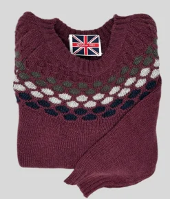 MAGLIONE GIROCOLLO POIS FIRE ISLE BORDEAUX