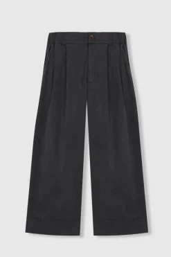 OUTSIDE PANTS BEATRIZ FUREST PANTALONI "OUTSIDE" CROPPED PINCES NAVY BLU