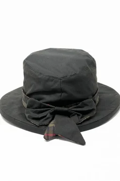 OXFORD BLU ENGLAND CAPPELLO CERATO IMPERMEABILE CON FIOCCO TARTAN BLU