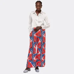 PALAZZO PANTS PRINTED WAX RED FLOWERS