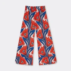PALAZZO PANTS PRINTED WAX RED FLOWERS