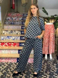 PANTALONI “ALEXIA” STAMPA PAVONE