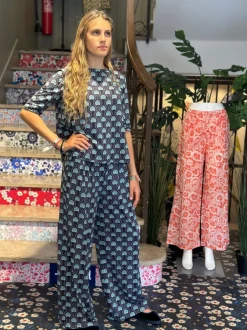 PANTALONI “ALEXIA” STAMPA PAVONE
