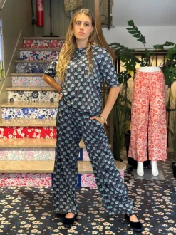 PANTALONI “ALEXIA” STAMPA PAVONE