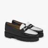 PENNY LOAFERS PLATEAU 90S BLACK & WHITE NAPPINA G.H.BASS WEEJUNS.