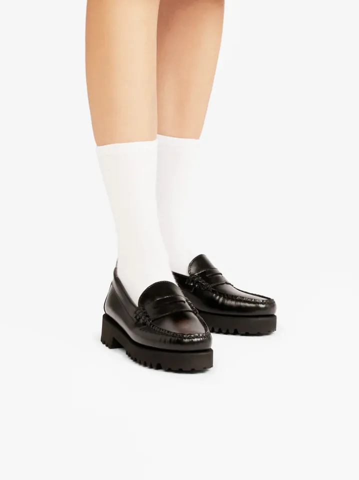 PENNY LOAFERS PLATEAU 90S BLACK NAPPINA G.H.BASS WEEJUNS.