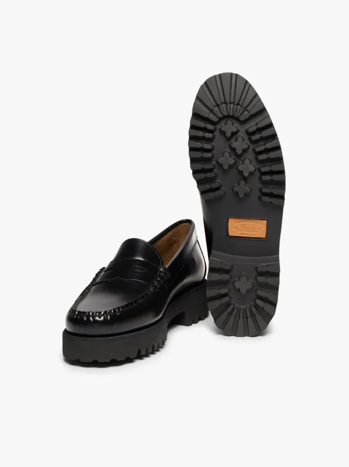 PENNY LOAFERS PLATEAU 90S BLACK NAPPINA G.H.BASS WEEJUNS.