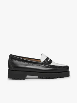 PENNY LOAFERS PLATEAU 90S BLACK & WHITE NAPPINA G.H.BASS WEEJUNS.
