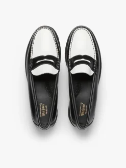 PENNY LOAFERS PLATEAU 90S BLACK & WHITE NAPPINA G.H.BASS WEEJUNS.