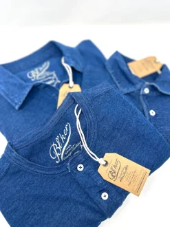 POLO BL'KER VINTAGE INDIGO JERSEY SENZA BOTTONI