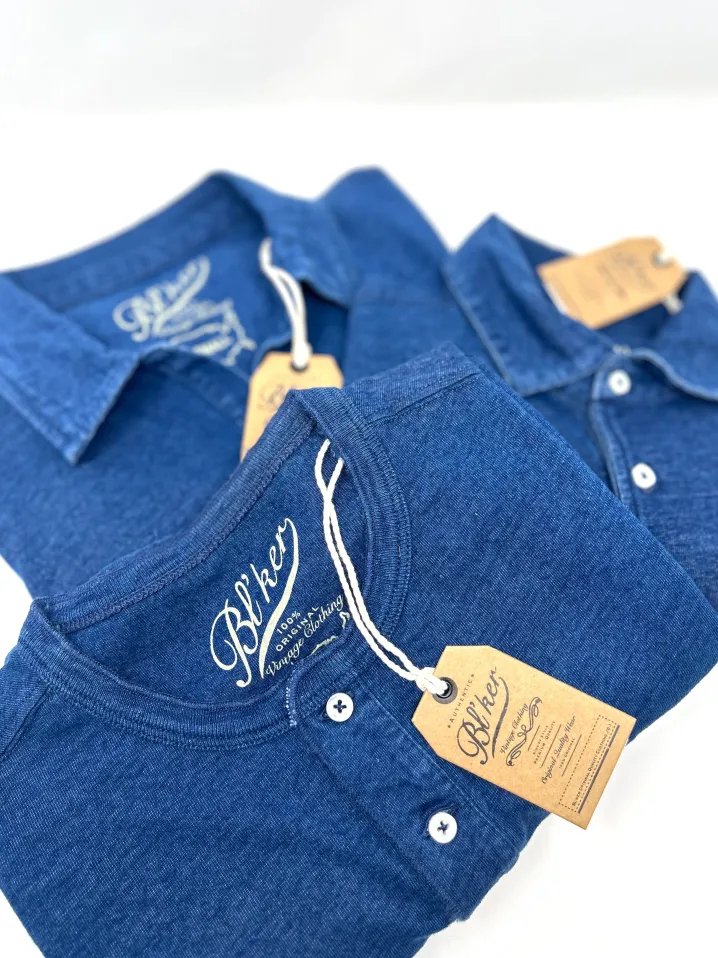 POLO BL'KER VINTAGE INDIGO JERSEY CON BOTTONI
