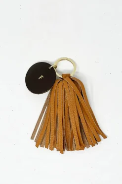 PORTACHIAVI NAPPA CAMMELLO CON INIZIALE