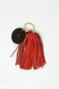 PORTACHIAVI NAPPA ROSSO CON INIZIALE