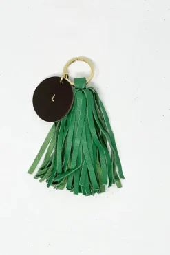 PORTACHIAVI NAPPA VERDE CON INIZIALE