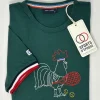 SPORT D'EPOQUE ROOSTER JEANNOT MAGLIETTA DA TENNIS VERDE
