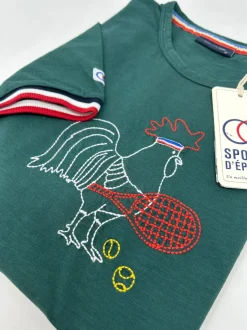 SPORT D'EPOQUE ROOSTER JEANNOT MAGLIETTA DA TENNIS VERDE
