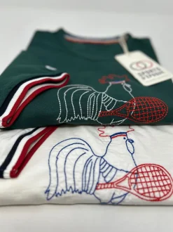 SPORT D'EPOQUE ROOSTER JEANNOT MAGLIETTA DA TENNIS VERDE