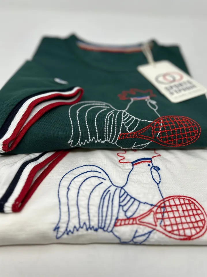 SPORT D'EPOQUE ROOSTER JEANNOT MAGLIETTA DA TENNIS VERDE