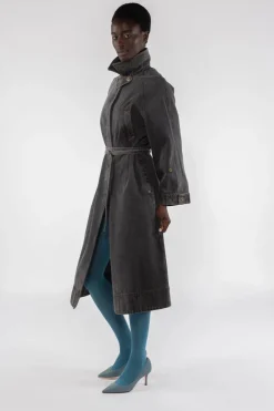 TRENCH LUNGO DENIM GRIGIO OOFWEAR