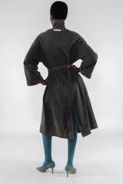 TRENCH LUNGO DENIM GRIGIO OOFWEAR