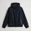 WINDSTOPPER HOODED JACKET MELTON BLUE WOOLRICH