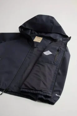 WINDSTOPPER HOODED JACKET MELTON BLUE WOOLRICH