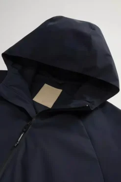 WINDSTOPPER HOODED JACKET MELTON BLUE WOOLRICH