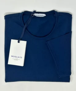 WOOL & CO T-SHIRT GIROCOLLO ROTOLINO BLU