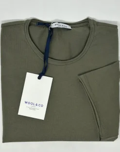 WOOL & CO T-SHIRT GIROCOLLO ROTOLINO MILITARE