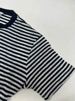 WOOL & CO T-SHIRT GIROCOLLO RIGA BLU/BIANCA