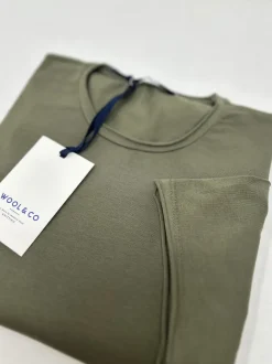 WOOL & CO T-SHIRT GIROCOLLO ROTOLINO MILITARE